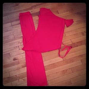Red One Shoulder Tap or Jazz Costume - Adult Med